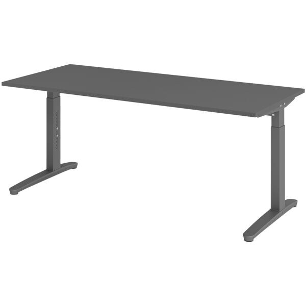 Bureau in hoogte verstelbaar (handmatig) »Alicante« 180 cm onderstel grafietkleu