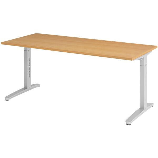 Bureau in hoogte verstelbaar (handmatig) »Alicante« 180 cm onderstel zilverkleur