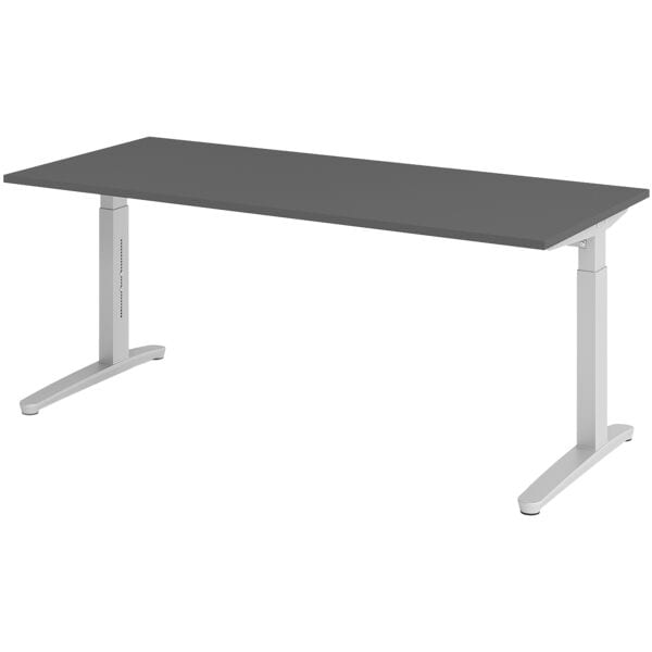Bureau in hoogte verstelbaar (handmatig) »Alicante« 180 cm onderstel zilverkleur