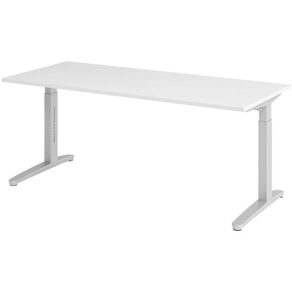 Bureau in hoogte verstelbaar (handmatig) »Alicante« 180 cm onderstel zilverkleur
