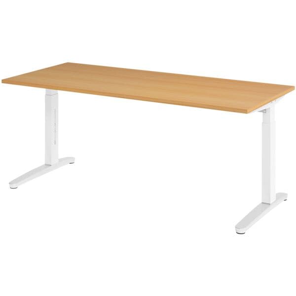 Bureau in hoogte verstelbaar (handmatig) »Alicante« 180 cm onderstel wit gepolij
