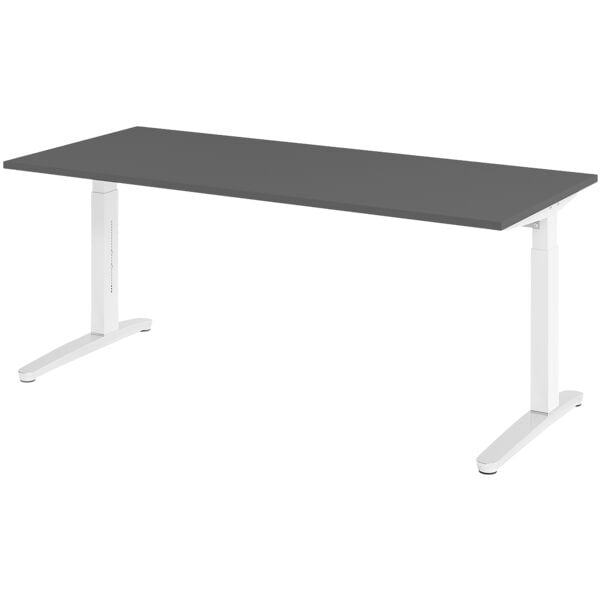 Bureau in hoogte verstelbaar (handmatig) »Alicante« 180 cm onderstel wit gepolij