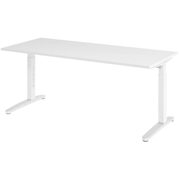 Bureau in hoogte verstelbaar (handmatig) »Alicante« 180 cm onderstel wit gepolij
