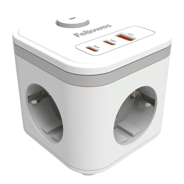 3-voudige stekkerblok »Power Cube« met 1x USB-A / 2x USB-C