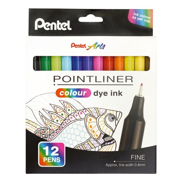 Fineliner-set »Pointliner Colour Dye Ink« 12 stuks