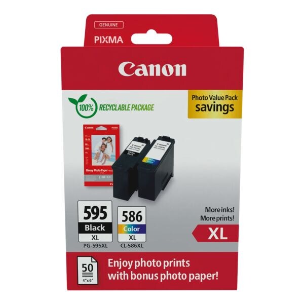 Inktcartridgeset met fotopapier »PG-595XL/CL-586XL« zwart / 3 kleuren