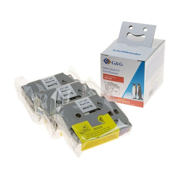 Set van 3 rollen tekstband ter vervanging van TZe-231 Brother 12 mm