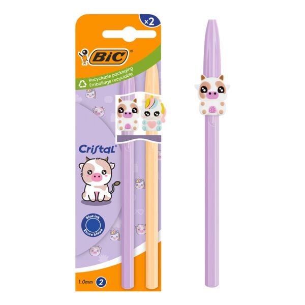 Balpen »Cristal Figurines lila coral« documentbestendig 2 stuks