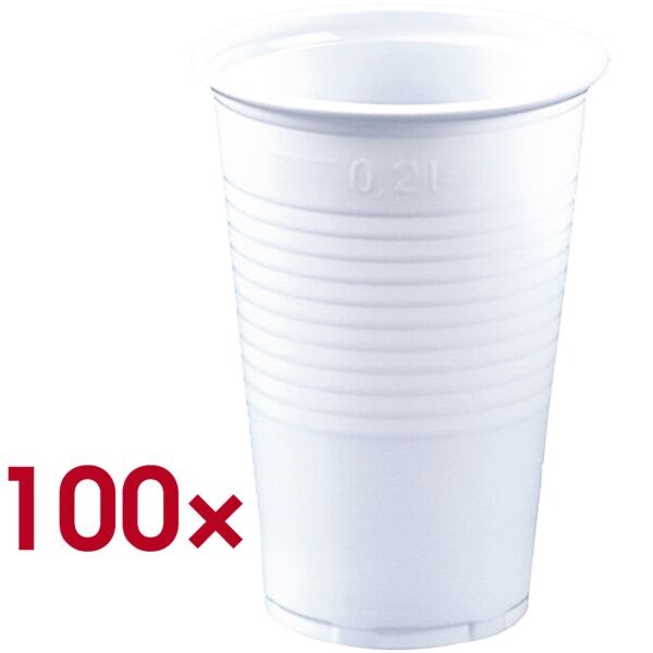 Pak met 100 wegwerp bekers 0,2 l wit