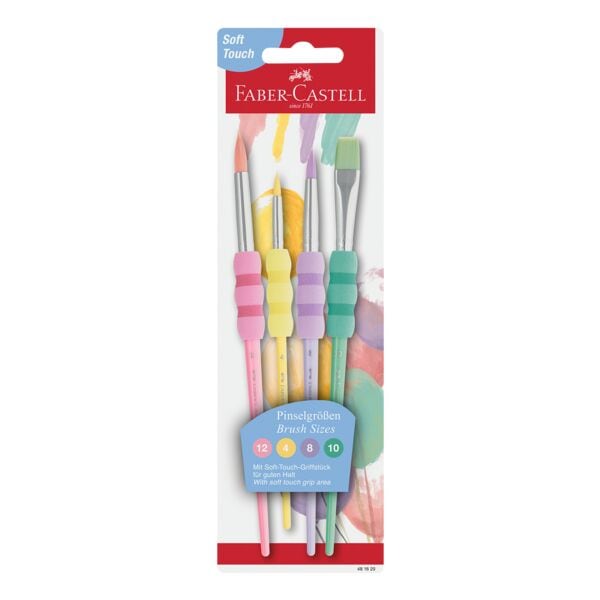 Penseelset soft-touch pastel 4-delig