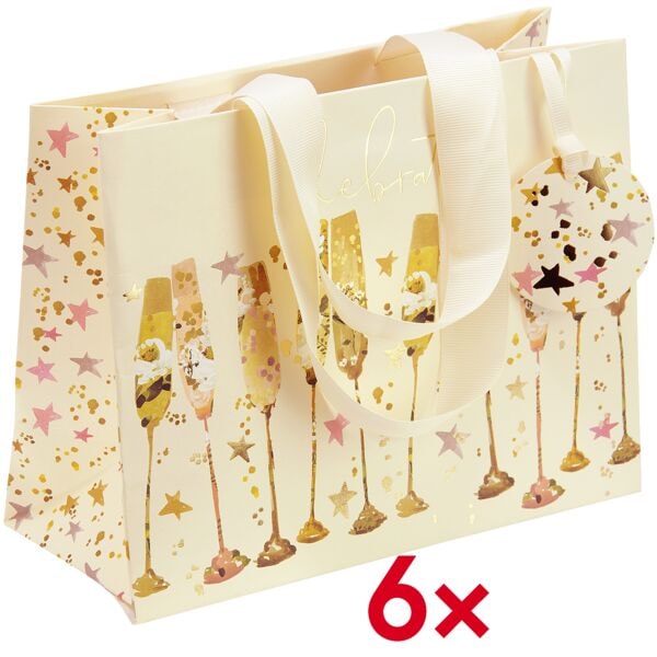Draagtas »Flutes« 22,5x17,5x10 cm 6 stuks