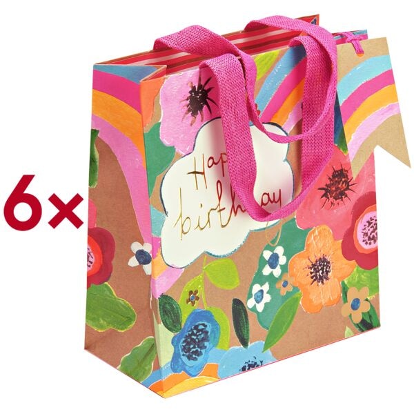 Draagtas »Kraft Rainbow« 22,5x20x10 cm 6 stuks