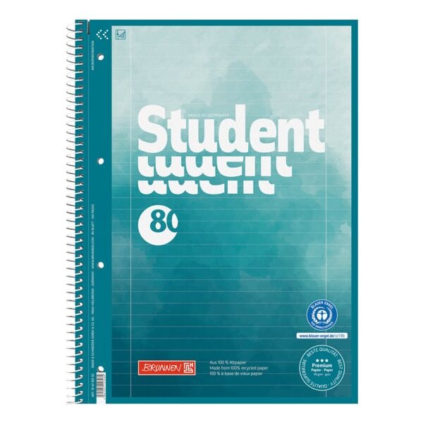 Collegeblok »Premium Student Recycling« A4 gelinieerd