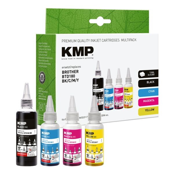Inktcartridgeset vervangt Brother »BTD180 BK,C,M,Y« cyaan, magenta, geel, zwart
