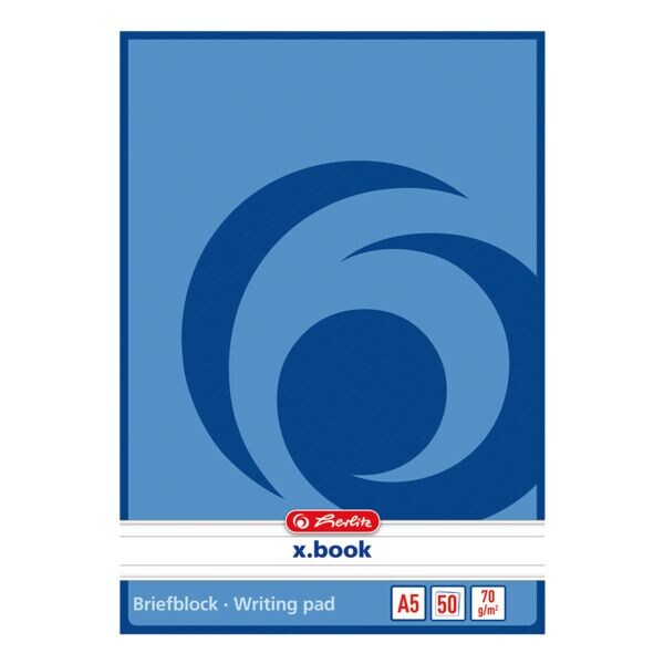 Briefblok »x.book« gelinieerd A5 50 bladen