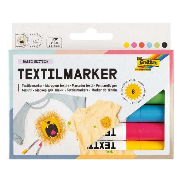 Textielmarkers »BASIC EDITION« 6 stuks