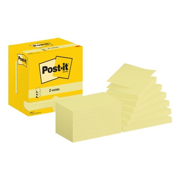 Blok herkleefbare notes »Z-Notes« geel 100 bladen 12 stuks