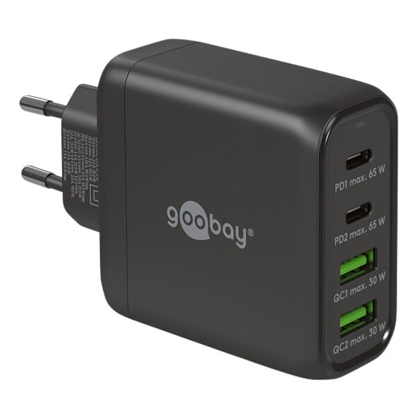 GaN-snellader met meerdere poorten: 2x USB-C PD / 2x USB-A QC 68 W