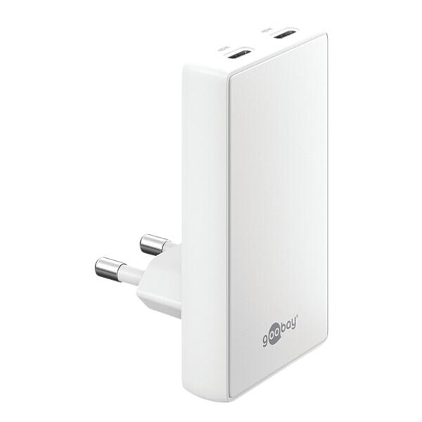 GaN-snellader met 2x USB-C PD 90° plat 45 W wit
