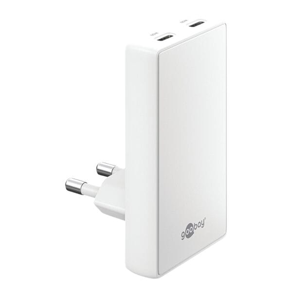 GaN-snellader met 2x USB-C (PD) 90° plat 65 W wit