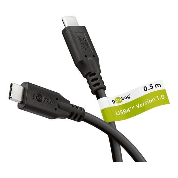 Oplaadkabel USB-C (USB4) 100 W zwart 0,5 m