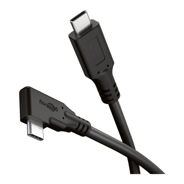 USB-C-kabel 90° 60 W zwart 2 m
