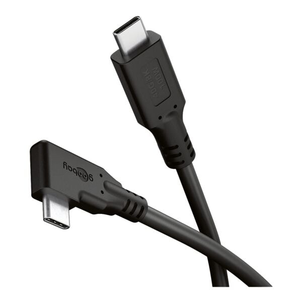 USB-C 4.0-kabel 90° 100 W zwart 2 m