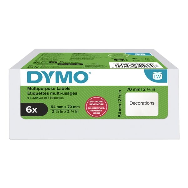 Dymo LW-etiketten, 6 x S0722440 (99015) 70 x 54 mm