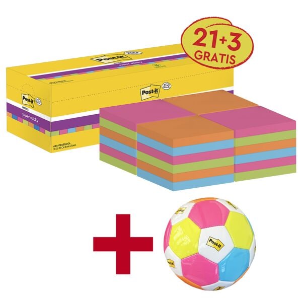Blokje herkleefbare notes »Notes« 76 x 76 mm 24 stuks incl. voetbal »Post-it&reg; en