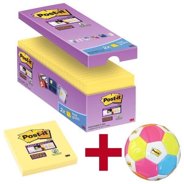 Blok met herkleefbare notes »Super Sticky Notes« 76 x 76 mm, 16 stuks incl. voet
