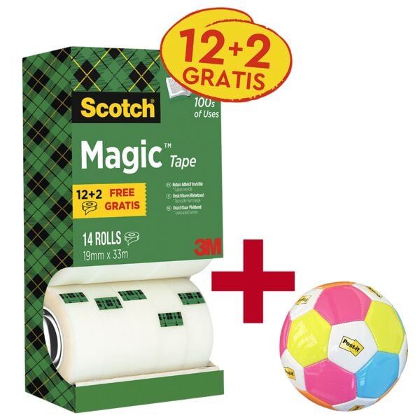 Pak met 14 plakband »Magic Tape 810« transparant, 19 mm/33 m (B/L) incl. voetbal