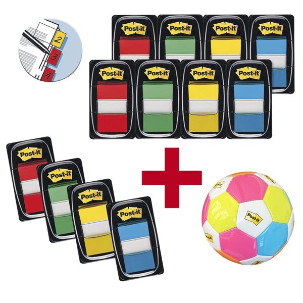 12x indexstroken »Index« 43,2 x 25,4 mm incl. voetbal »Post-it&reg; en Scotch&reg;« 2026