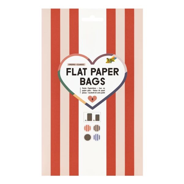 Platte papieren zakjes »Classic« in twee maten 8 stuks