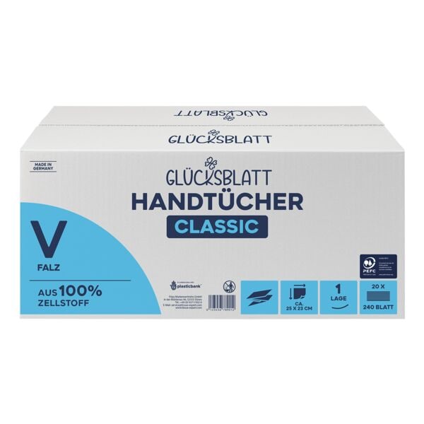 Papieren handdoekjes »Classic« 1-laags natuurwit 4800 vellen (20 x 240 vellen pe