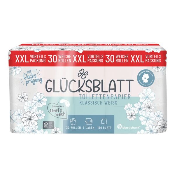 Toiletpapier klassiek wit XXL 3-laags 30 rollen (1 pak van 30 rollen)