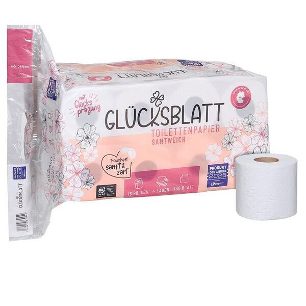 Toiletpapier tissue fluweelzacht, 4-laags, 16 rollen (1 pak van 16 rollen)