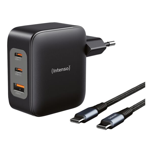 Set snelladers met kabel Power Adapter W100ACC GaN + C520C 2x USB-C + 1x USB-A 1