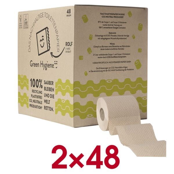 2x gerecycleerd toiletpapier Rolf, 2-laags, in totaal 96 rollen