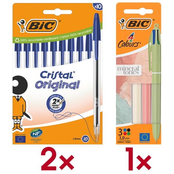 2 pakken van 10 balpennen »Cristal Original« incl. balpennen »4Colours Mineral T
