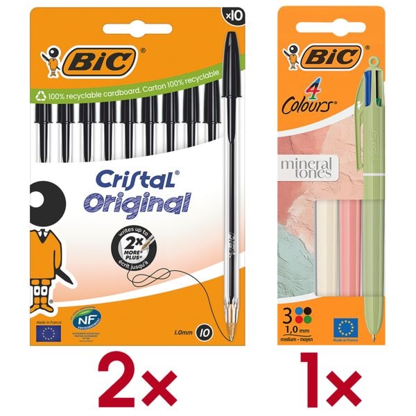2 pakken van 10 balpennen »Cristal Original« incl. balpennen »4Colours Mineral T