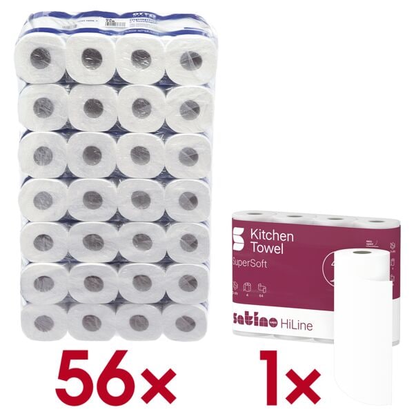 Toiletpapier 3-laags - 56 rollen incl. keukenrollen »SuperSoft« 3-laags 4 rollen