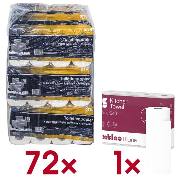 Toiletpapier »Premium« 4-laags 72 rollen (9 pakken à 8 rollen) incl. keukenrolle