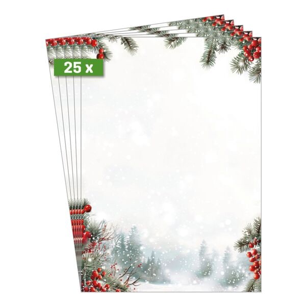 Kerstpapier met motief »Scandinavian Snow« blanco A4, 25 vellen