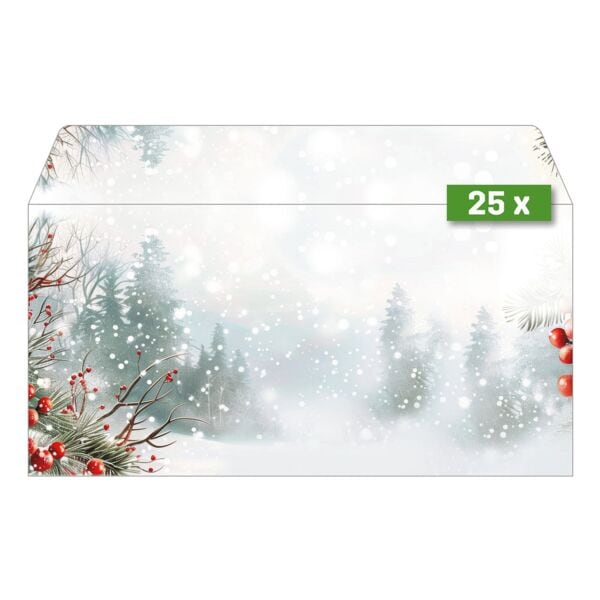 Design-envelop Scandinavian Snow 22 x 11 cm / DL met venster, 25 stuks