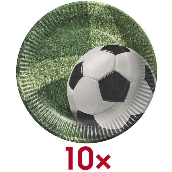 Papieren borden »Soccer« rond Ø 23 cm 10 stuks