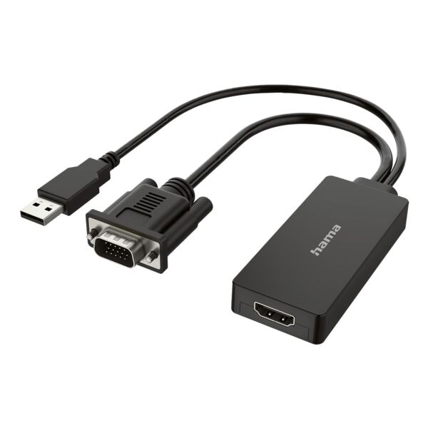 Videoadapter HDMI (vrouwelijk) en VGA / USB type A (mannelijk) zwart 0,15 m