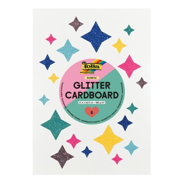 Glitterkarton »Rainbow« 6 kleuren 17,4 x 24,5 cm 6 bladen
