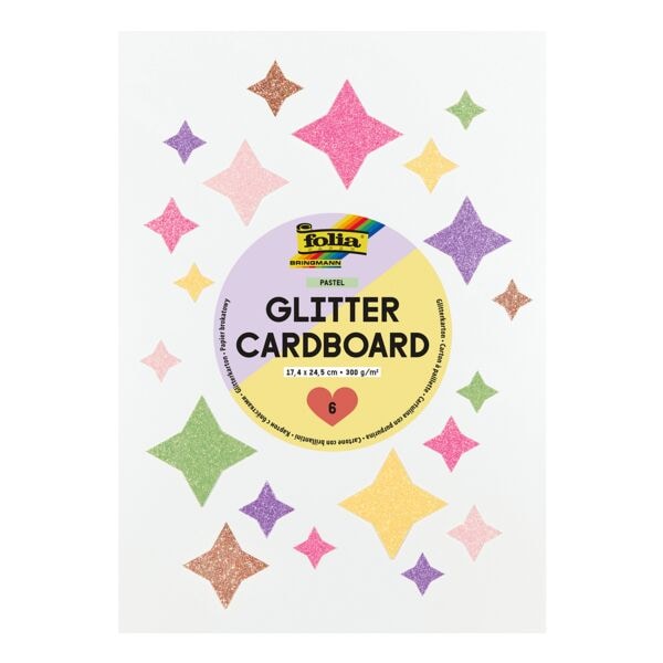 Glitterkarton »Pastel« 6 kleuren 17,4 x 24,5 cm 6 bladen