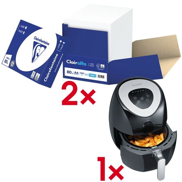 4x maxi-boxen van elk 2500 bladen multifunctioneel printerpapier, incl. Severin-