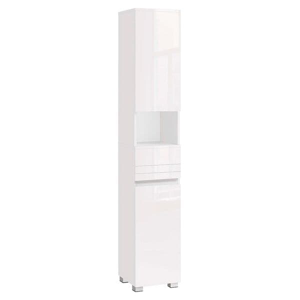 Badkamerkast, wit, MDF-plaat, 30,0 x 30,0 x 170,0 cm